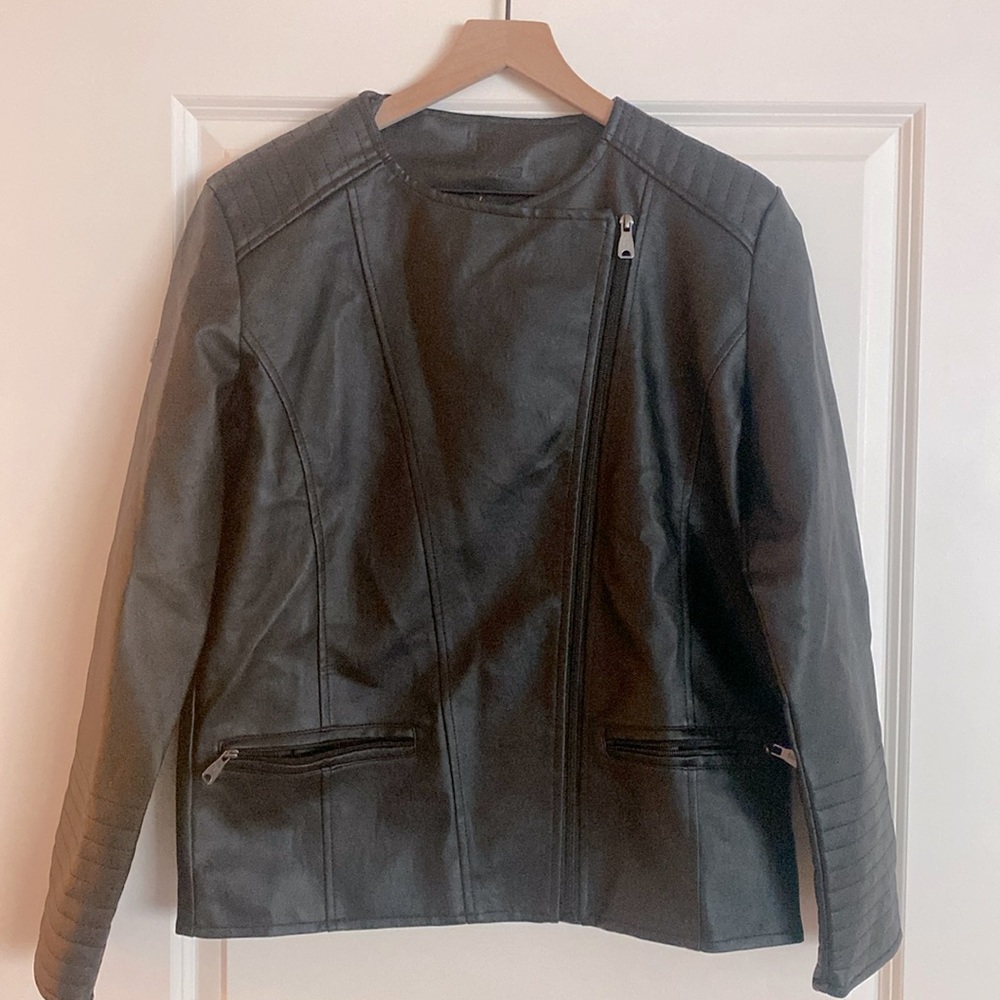 F Collection Men’s Leather Jacket side zip